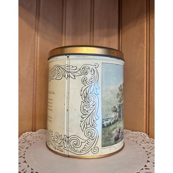 Vintage Currier & Ives Tin Canister Home of Washington Biscuit Tin Decorative - Picture 2 of 6